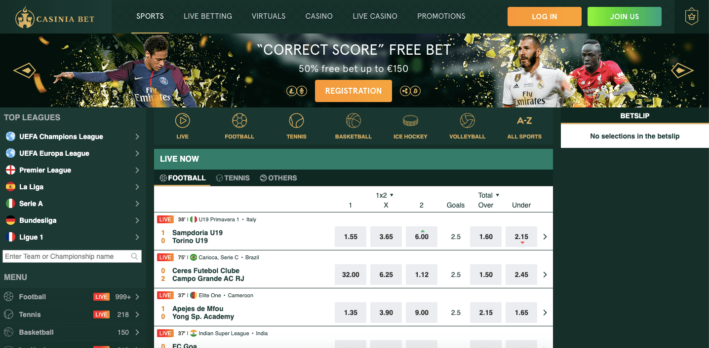 Casinia Bet Casino e Scommesse Screenshot