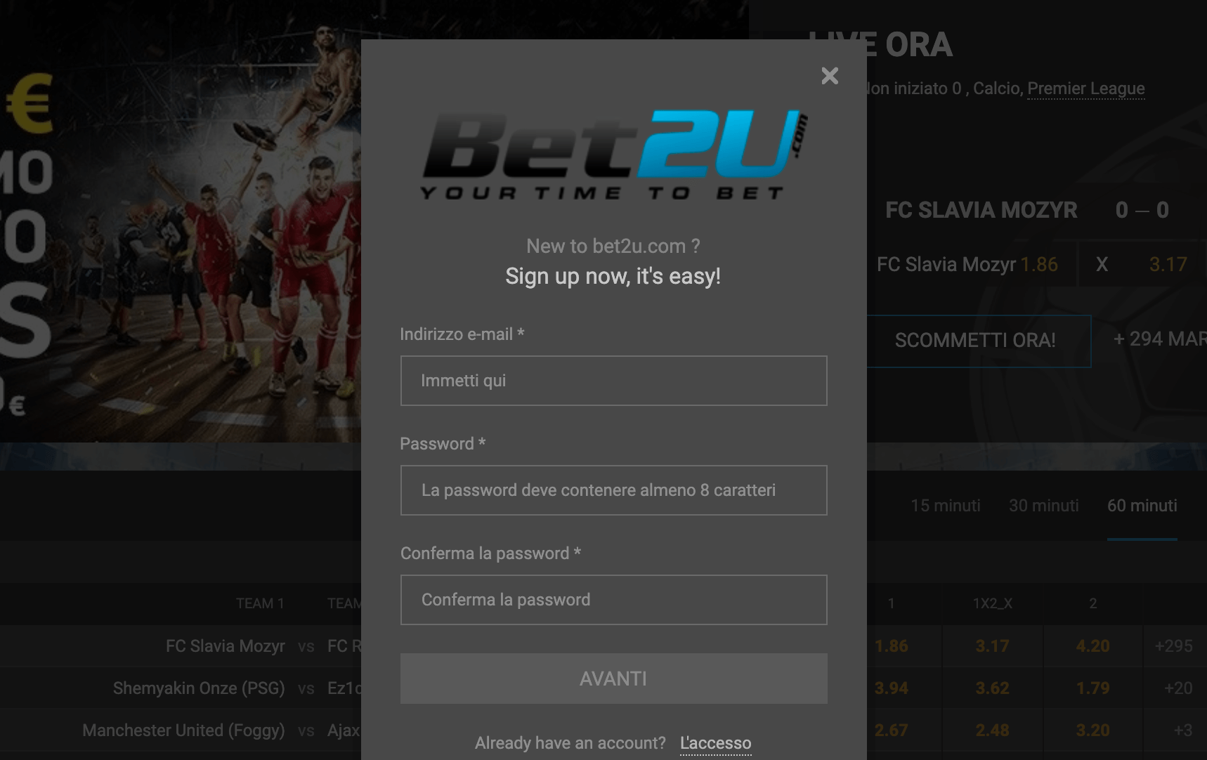 bet2u registrati apri nuovo account bet2u registrati apri nuovo account