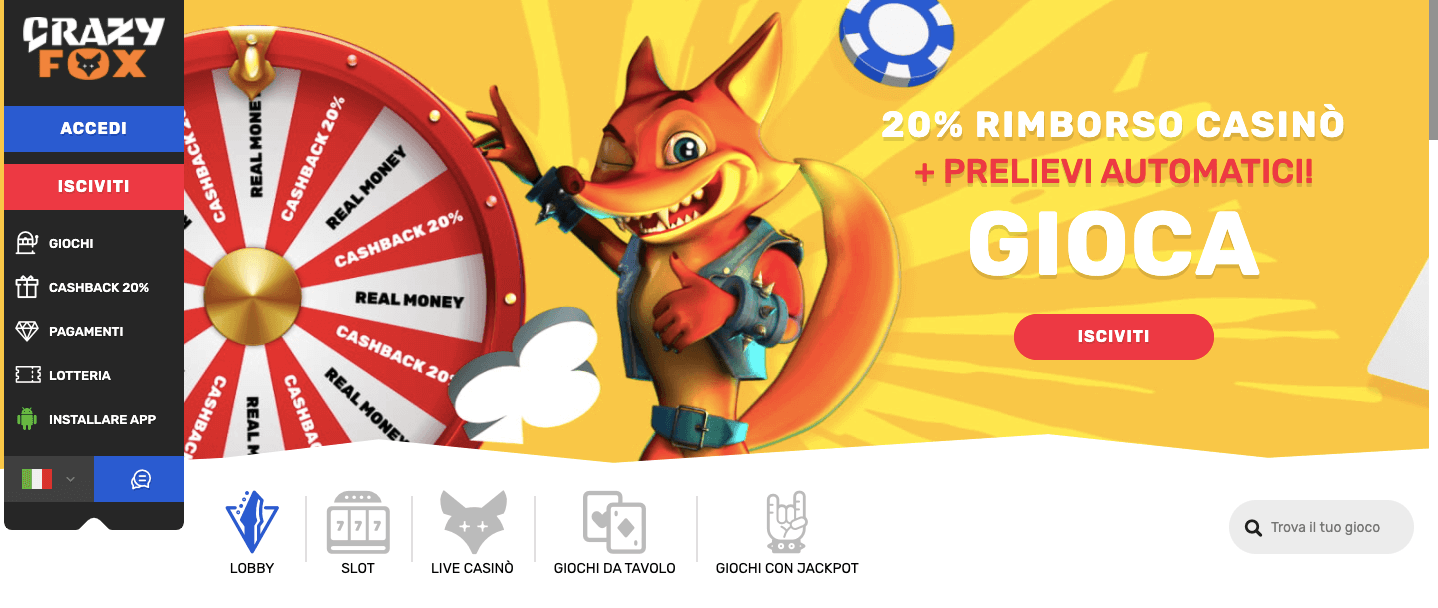 Craxyfox Casinò homepage Craxyfox Casinò homepage