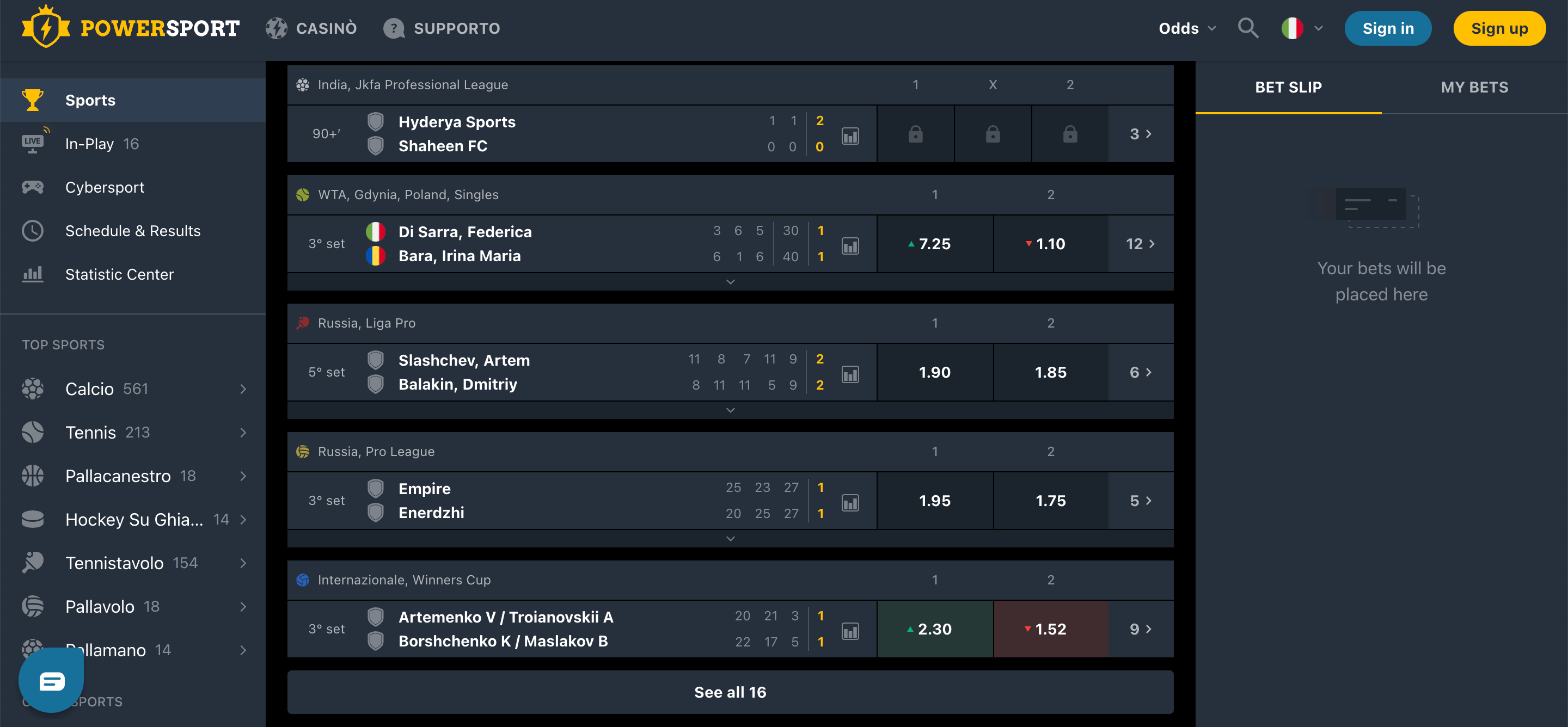 Powersport Scommesse Live