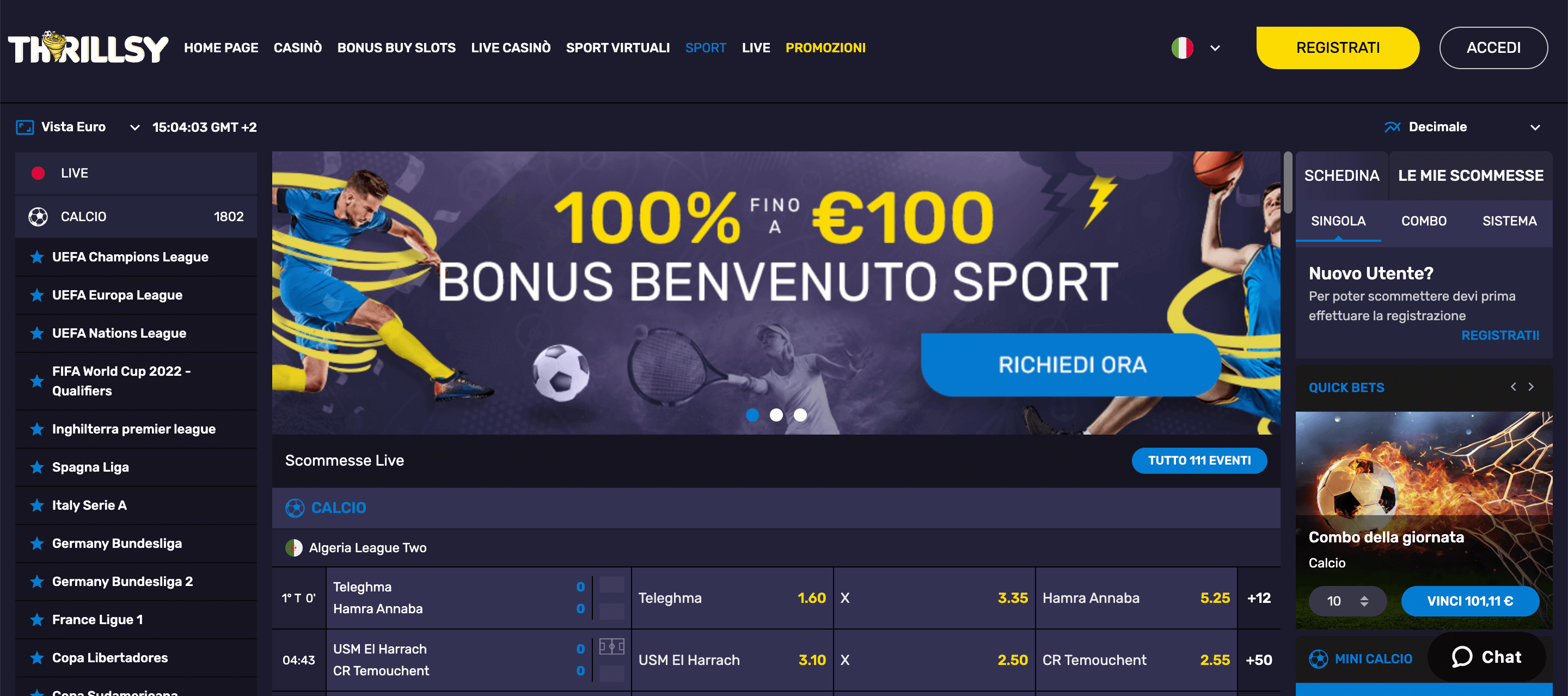 Thrillsy Casino e Scommesse Screenshot