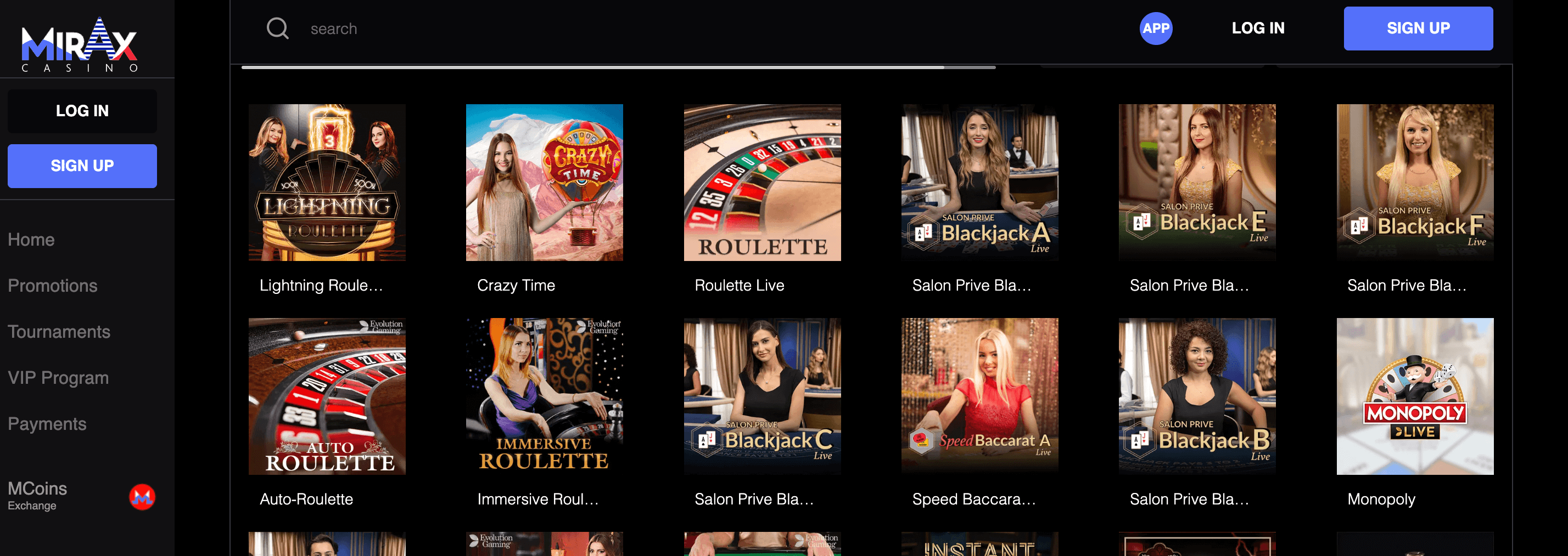 Mirax Casino Slot Live