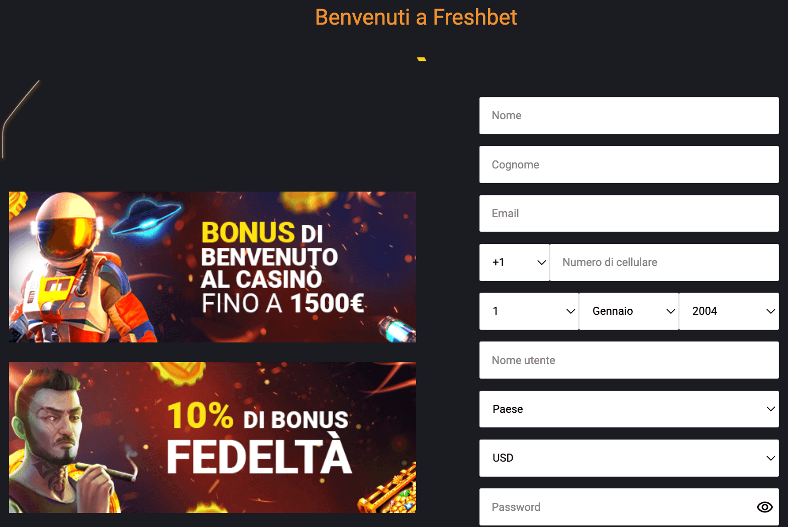 Freshbet Registrazione Freshbet Registrazione