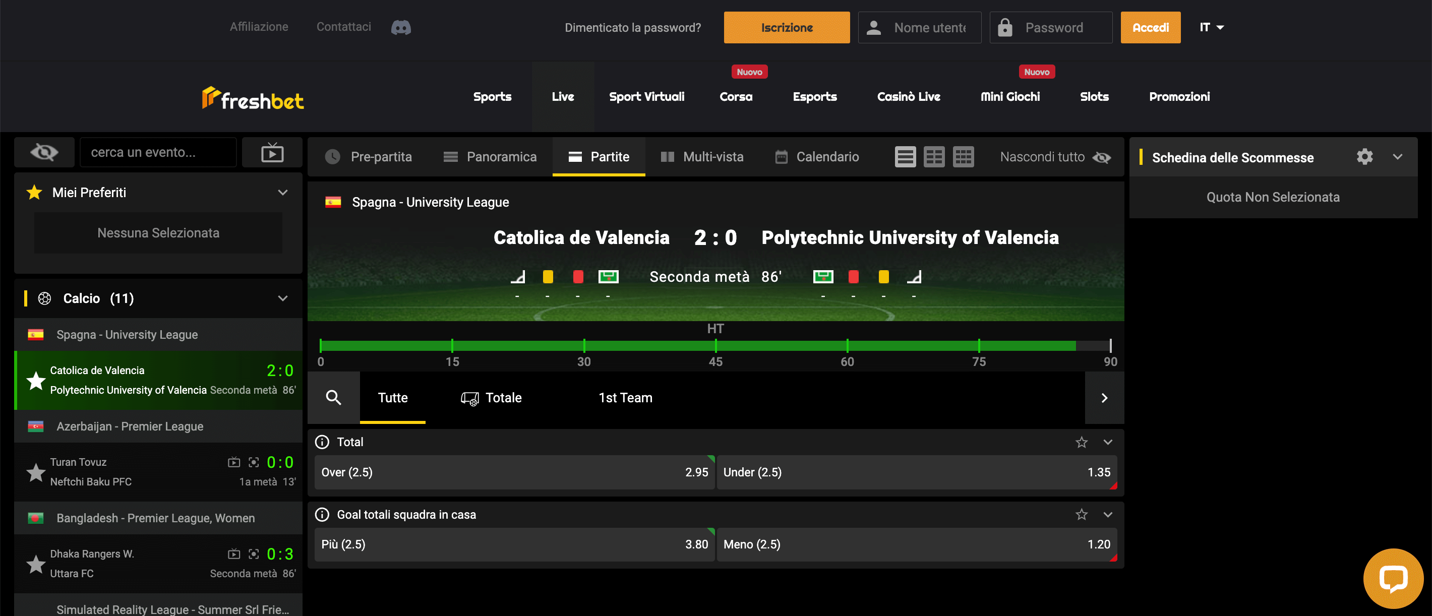 Freshbet Scommesse Live Freshbet Scommesse Live