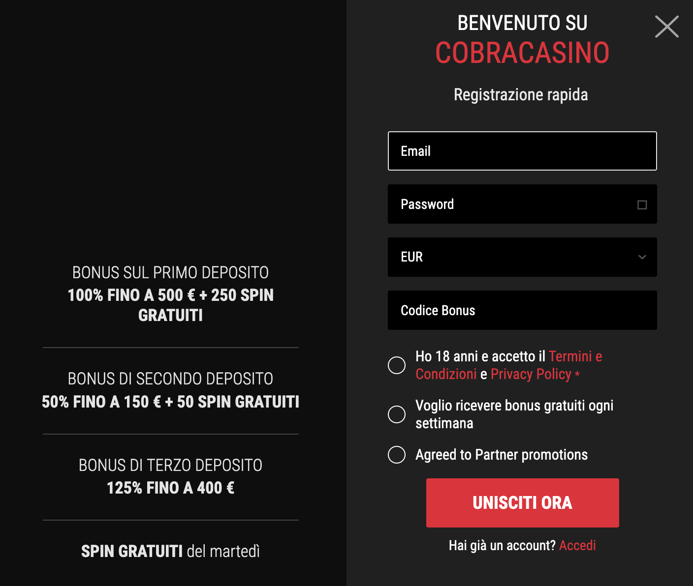 Cobra Casino Registrazione Cobra Casino Registrazione