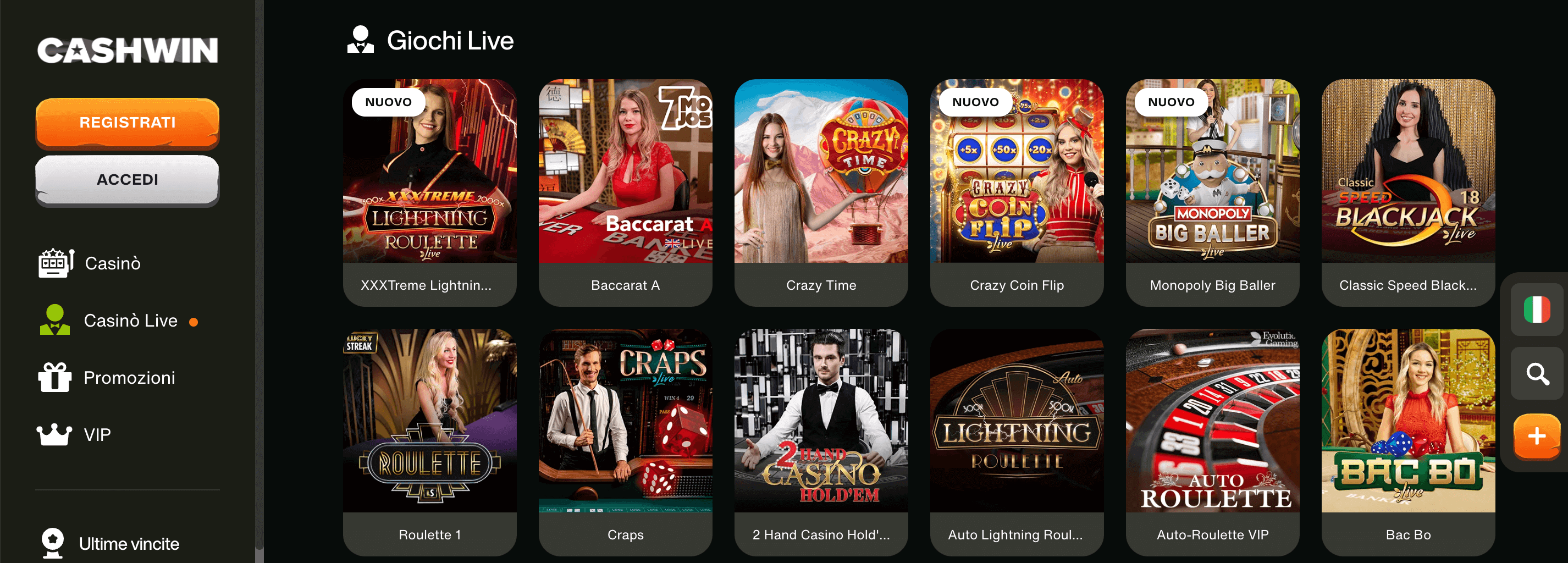 Cashwin Casino Slot Live