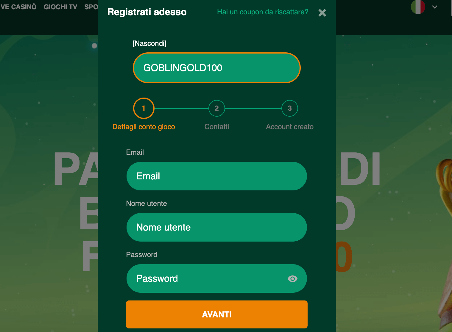 Gomblingo Registrazione