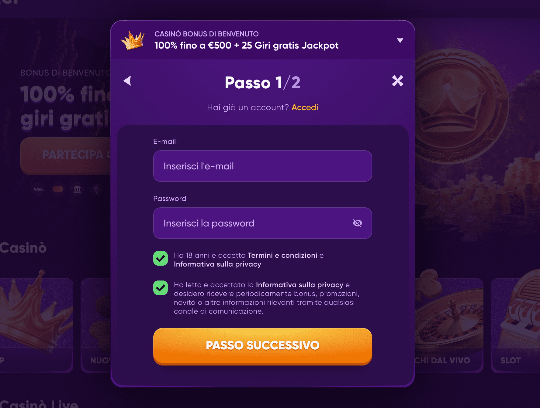 Kingmaker Registrazione