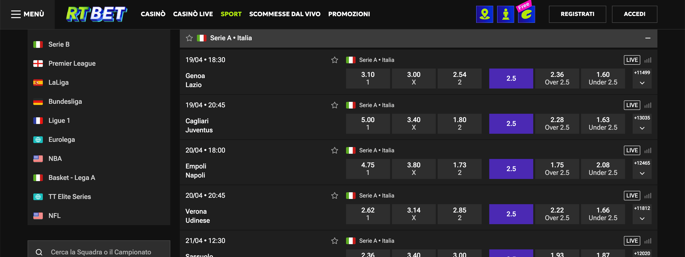 RTbet Scommesse RTbet Scommesse
