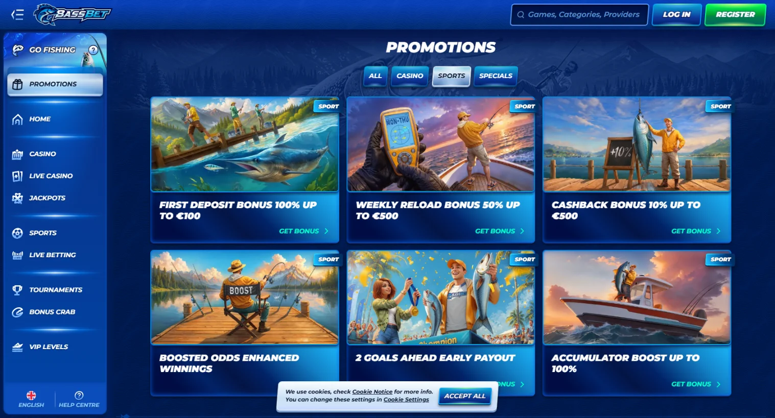 Bonus registrazione su BassBet scommesse 100% fino 100€