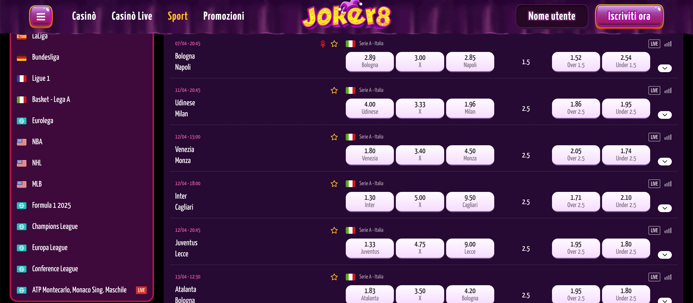 Joker8 Scommesse