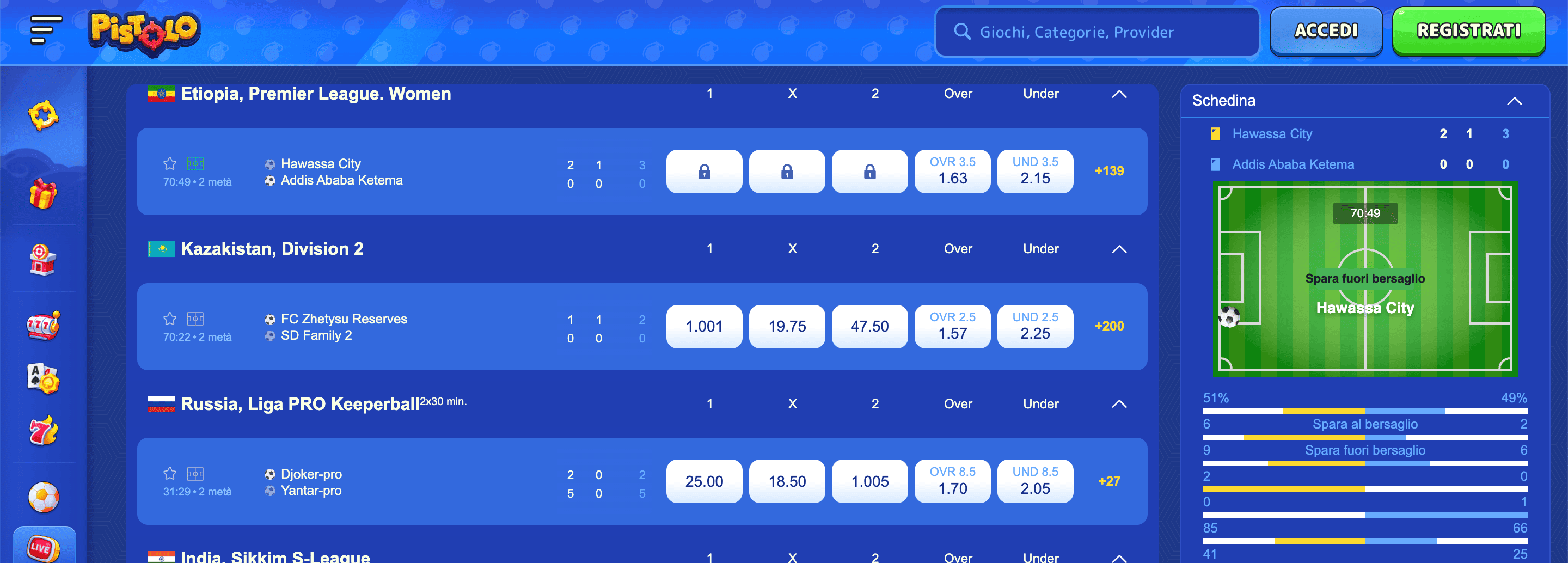 Pistolo Scommesse Live