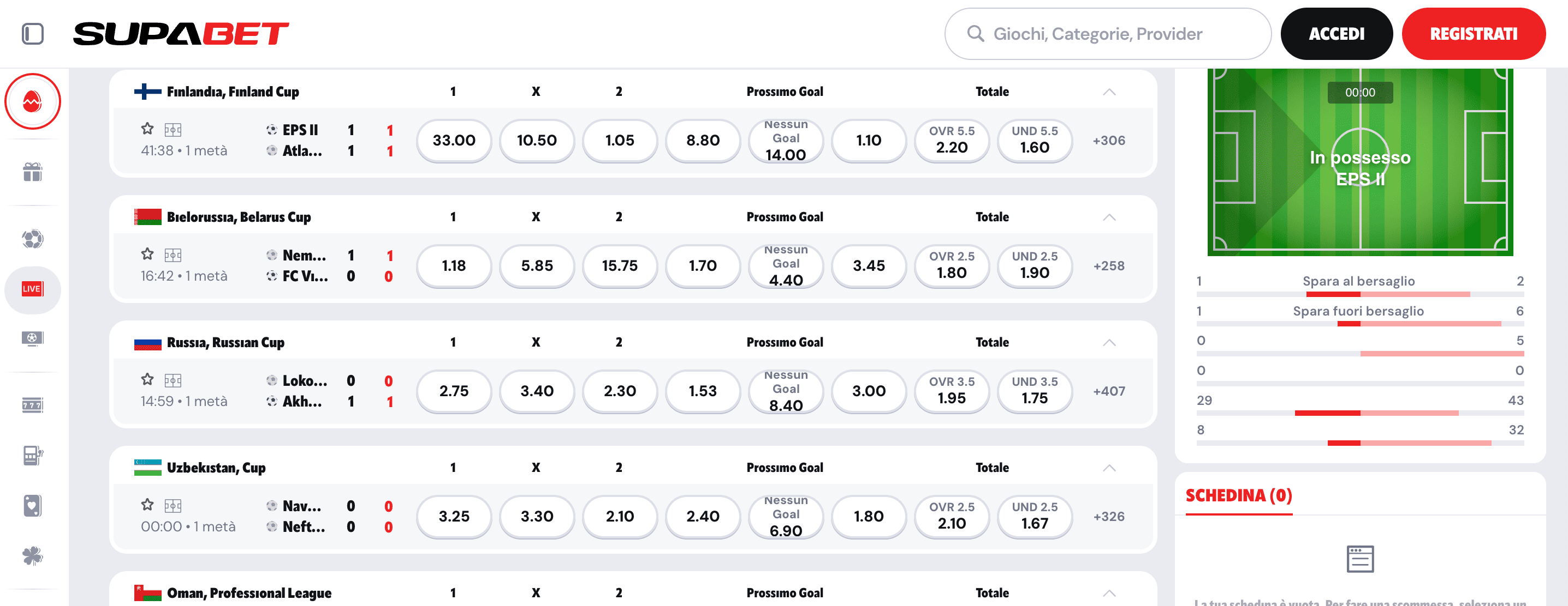 Supabet Scommesse Live