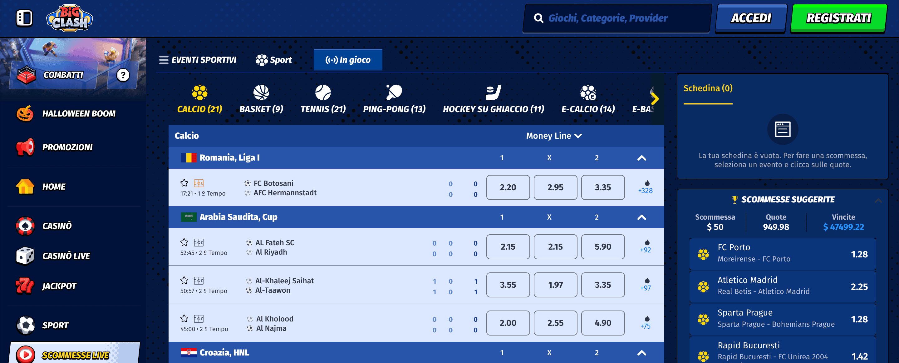 BigClash scommesse live BigClash scommesse live